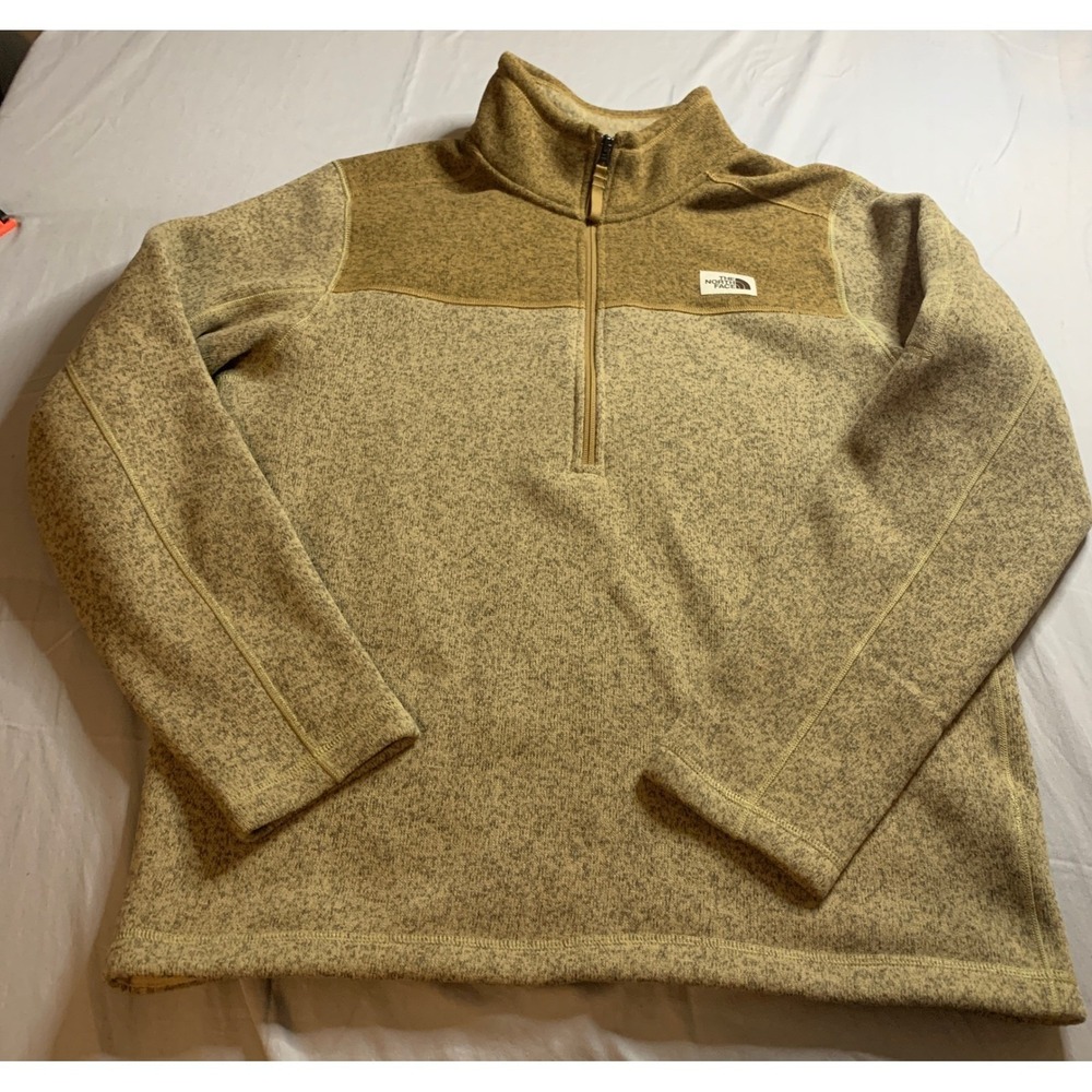 The North Face Gordon Lyons 1/4 Zip Fleece Pullover Brown Tan Mens Medium - Picture 6 of 7